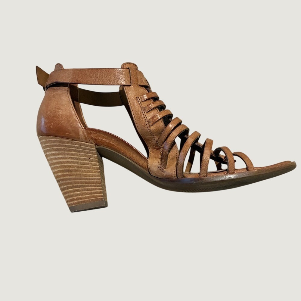 Paul Green Brown Leather Christy Heel Strappy Block Heel Design Sz 9.5 / UK 7 - Picture 11 of 13